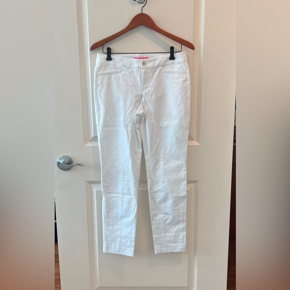 Lilly Pulitzer Kelly Skinny Ankle Pants Textured Resort White Size 6 NWT - Picture 2 of 16